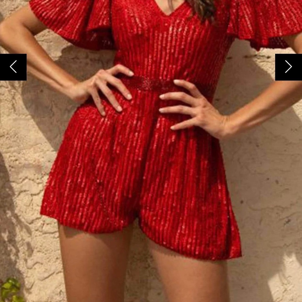 Elegant Red Sequin Romper